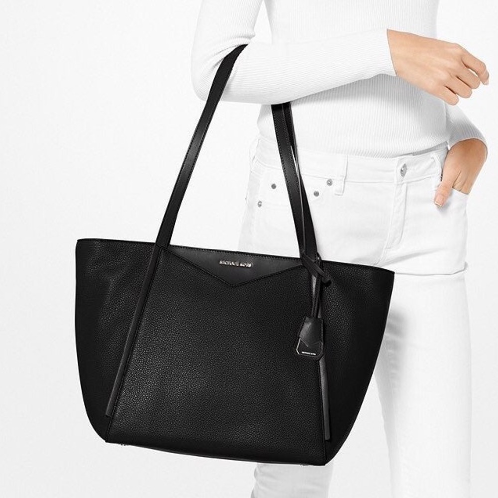 “Whitney” Black Leather Michael Kors Tote Purse